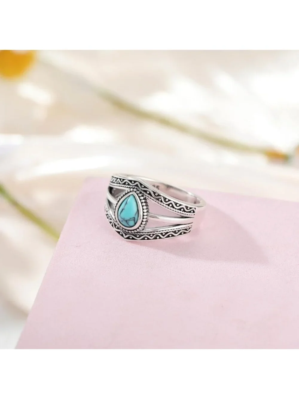 Boho Turquoise Statement Ring for Women | Sterling Silver Western Jewelry Gift